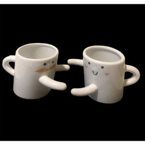 His And Hers Hug Mugs 8 oz 3" NPW London Tea Coffee Espresso Set of 2 Hugging